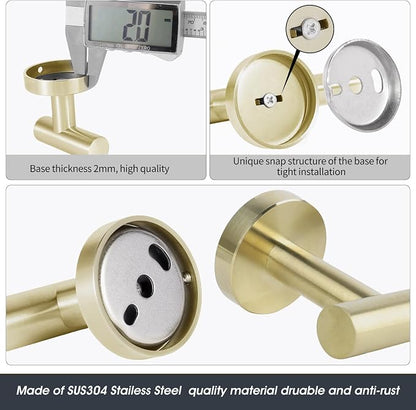 10 Piece Brushed Gold Bathroom Hardware Set, Towel bar Set for Bathroom | 24 inch Silver Towel bar, Bathroom Towel Rack, Towel Ring, Toilet Paper Holder, Towel Hook, Bathroom Accessories Set