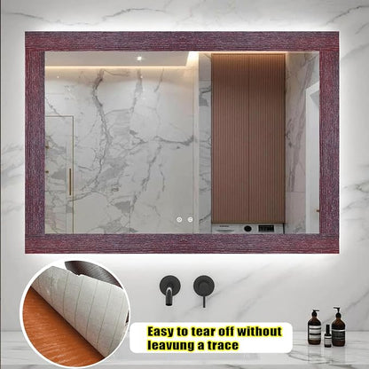 Teemall 10M Black Wood Grain Removable PVC Waterproof Border Wall Decor Removable Self Adhesive Kitchen Bathroom Tiles Sticker Wallpaper 4.2x390 (Red, 2" x 390")