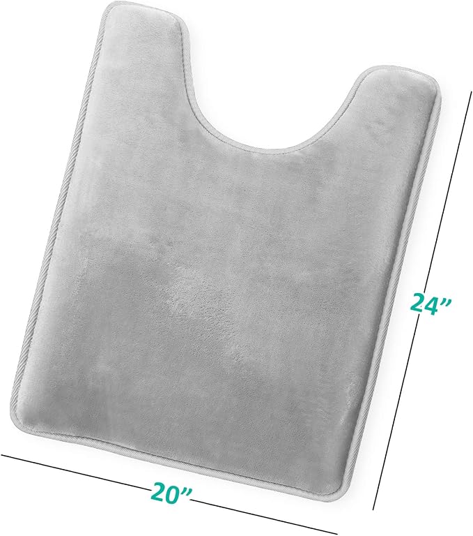 Clara Clark Bathroom Rugs, Velvet Memory Foam Bath Mat, Non-Slip, Machine Washable Bath Rugs - Dries Quickly, Ultra Soft Plush Bath Mats for Bathroom, 20 x 24, Silver
