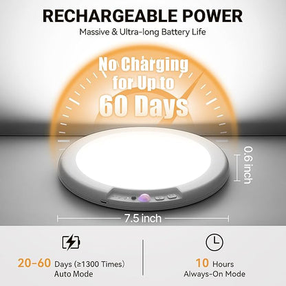Rechargeable Ceiling Light No Wiring - Battery Operated Led Lights for Bedroom with Remote, Motion Sensor Night Light Indoor Hallway, Living Room, Bathroom, Home & Kitchen Decor Lighting (4)