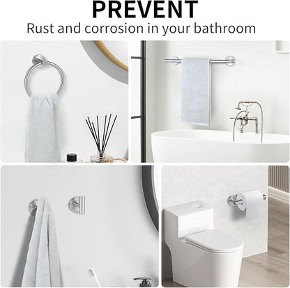 10 Piece Brushed Nickel Bathroom Hardware Set -Include23.6&16inch Bathroom Towel bar,Towel Ring,Toilet Paper Holder, Towel Hook,2 Pack 5 Piece Bathroom Accessories Set