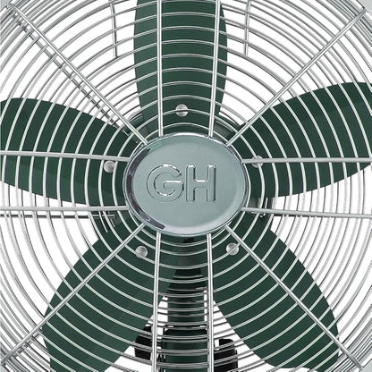 Good Housekeeping 92617 All-Metal 12" Retro Desk Office Table Fan with Wide Oscillation, 3-Speed Settings & Carrying Handle, Alpine Green