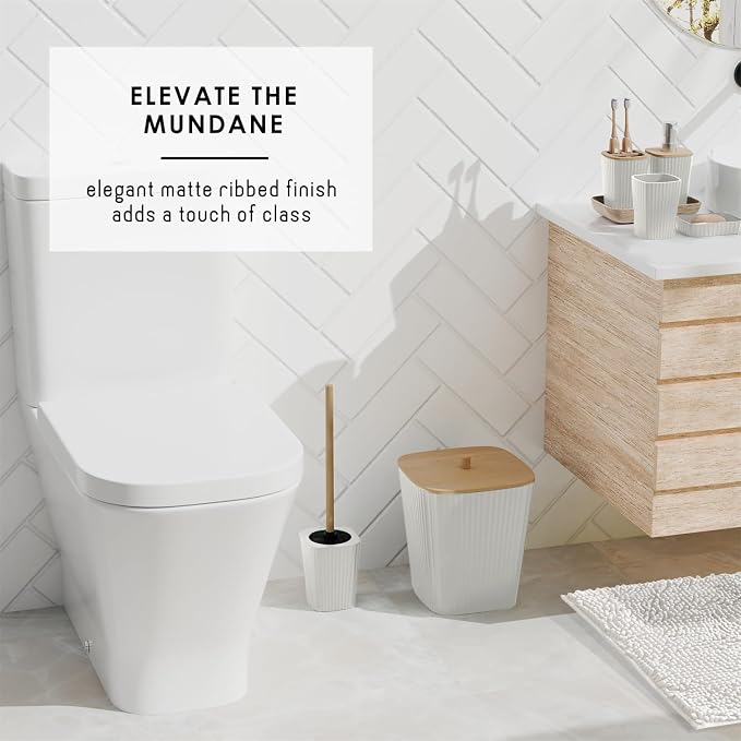 Clara Clark Bathroom Accessories Set - 27PC Bathroom Set with Adhesive Corner Shower Caddy Hanging, Bathroom Sets with Shower Curtain and Rugs, White Shower Curtain Set with Bathroom Trash Can | 27 Piece Bathroom Sets with Shower Curtain and Rugs with ...