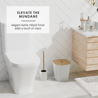 Clara Clark Bathroom Accessories Set - 27PC Bathroom Set with Adhesive Corner Shower Caddy Hanging, Bathroom Sets with Shower Curtain and Rugs, White Shower Curtain Set with Bathroom Trash Can | 27 Piece Bathroom Sets with Shower Curtain and Rugs with ...