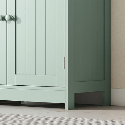 HOMCOM Under Sink Bathroom Cabinet, Pedestal Sink Storage Cabinet with 2 Doors, Shelf and U-Shape, Dark Green