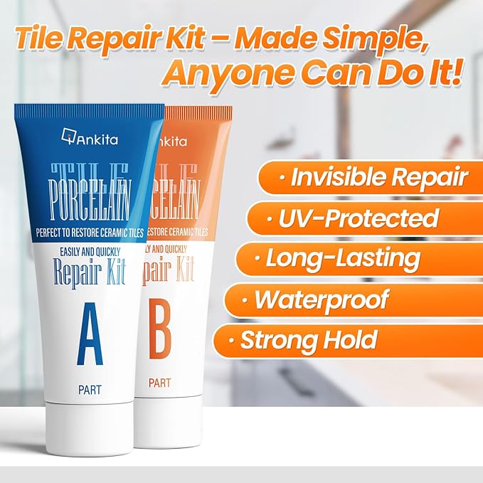 Tile Repair Kit Pure White, Floor Ceramic & Porcelain Tile Chip Repair Kit | Fast Fix Chips, Cracks, Holes & Scratches, Strong Bond Ceramic Tile Paste Filler & Tile Crack Repair On Kitchen & Bathroom