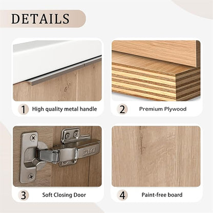 Wall Mount 36 Inch Bathroom Vanity W/Sink Combo for Small Space, Modern Design Vanity Cabinet Gel Basin Countertop, Float Mounting Design Cabinet Set with Double Doors (Oak, 35.4''x18.1''x19.3'')