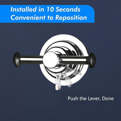 BOPai Stylish Suction Cup Hooks for Shower, Chrome | Repositionable & Powerful Vacuum Suction