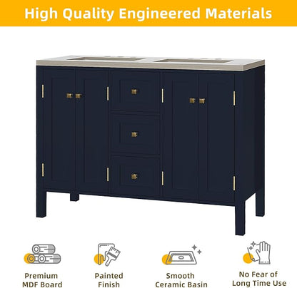 DWVO 47 Inch Bathroom Vanity with Double Sink | Bathroom Storage Cabinet