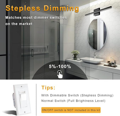 23.6 inch Black Bathroom Vanity Light,14W 5CCT Dimmable LED Bathroom Lighting Fixtures Over Mirror, Modern Vanity Lights for Bathrooms Restroom Mirror- ETL Certified