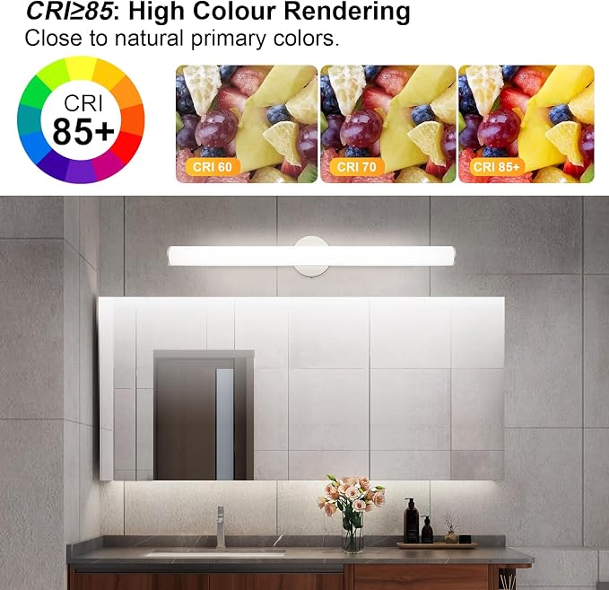 31.5 Inch LED Bathroom Vanity Light, Brightness Adjustment Vanity Light Bar 30W 3000LM, Natural White 4000K Wall Lights Fixture Over Mirror, Modern Vanity Lighting for Bathroom/Dressing Room
