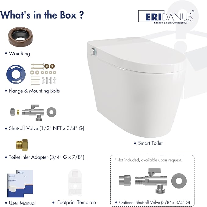 One Piece Smart Toilet, No Bidet, Foot Sensor Flush, Heated Seat | Off Seat Auto Flush, Pre Wet System, Hands Free Operation, Efficient Flush System, Water Saving Design, Night Light