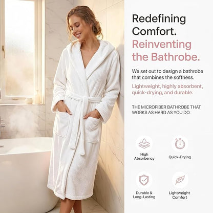 PJGGZ Hooded Bathrobes for Women, Soft Long Towel Robes for Women - Quick Dry yet Warm