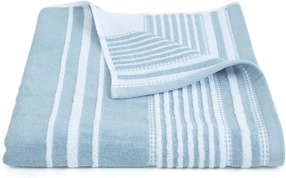 Martex Restore Batten Stripe Bath Towel – Soft, Absorbent, Moisture-Wicking and Quick to Dry – Lightweight for Everyday Use – Comfortable Feel with Convenient Loop for Hanging – 30" x 56" – Mineral