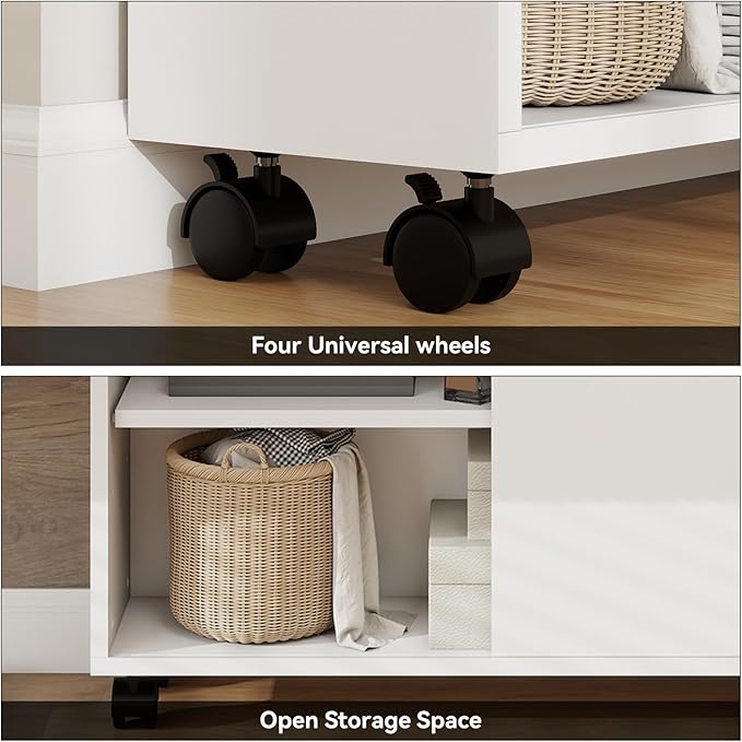 Slim Bathroom Storage Cabinet, Narrow Bathroom Storage Cabinet, Bathroom Floor Cabinet with Sliding Door and Adjustable Shelf for Small Spaces, Living Room, Kitchen, White