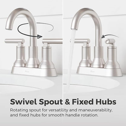 Pfister Capistrano Bathroom Sink Faucet, 4-Inch Centerset, 2-Handle, 3-Hole, NSF Certified, Spot Defense Brushed Nickel Finish, LF048CSOGS