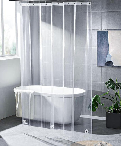 Stall Size Clear Shower Curtain Liner with Magnets and Rustproof Grommets, Lightweight, Waterproof, Odor-Free, Suitable for Home, Hotel, Office etc. (48Wx72H)