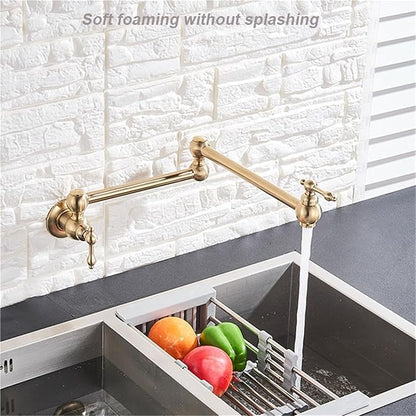 Single Handle Bathroom and Kitchen Faucet Cold Water Folding Basin Tap Single Hole Installation(Brushed Gold)