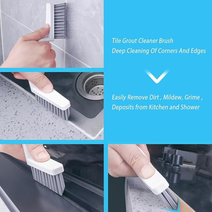 Lumkew Grout Cleaner Brush V Shape, Stiff Grout Cleaning Brushes for Tile Floor, Handheld Grout Scrub Brush Set for Shower, Bathroom, Kitchen, Household Use,2 pcs | Stiff Grout Cleaning Brushes For Tile Floor, Handheld Grout Scrub Brush Set For Shower,...