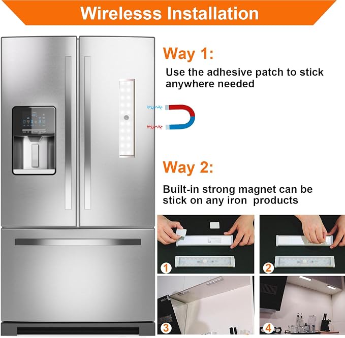 Under Cabinet Lighting Wireless, Motion Sensor Light Indoor, 2 Pack | Rechargeable, 15 Color Temps, Dimmable, Remote, LED Closet Light Magnetic, Under Counter Lights for Kitchen Shelf Home