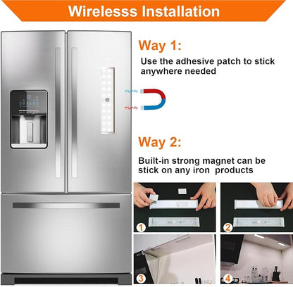 Under Cabinet Lighting Wireless, Motion Sensor Light Indoor, 2 Pack | Rechargeable, 15 Color Temps, Dimmable, Remote, LED Closet Light Magnetic, Under Counter Lights for Kitchen Shelf Home