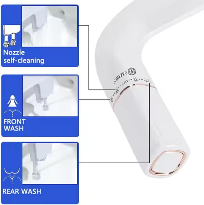 Bidet Attachment for Toilet with Self Cleaning, Adjustable Cold Water Pressure for Front and Rear Wash, Premium Bidet Toilet Seat, Elegant Design, Easy Installation - anees Bidet