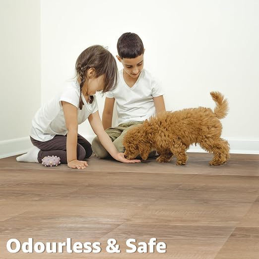 Art3d 30-Pack Peel and Stick Vinyl Floor Planks, 12" x 12", Light Brown Ash | Premium Vinyl, Self-Adhesive, Waterproof, Wood Grain, Fade-Resistant, Scratch-Proof, Ideal for Kitchen, Dining Room, Bedrooms