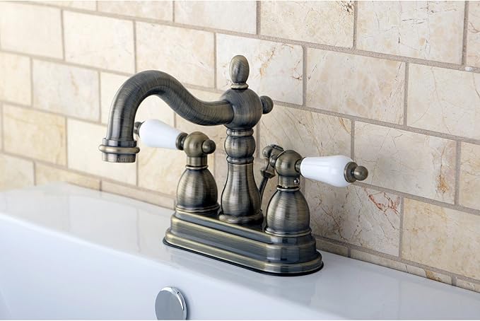 Kingston Brass KB1603PL 4 in. Centerset Bathroom Faucet, Antique Brass,4-Inch Center