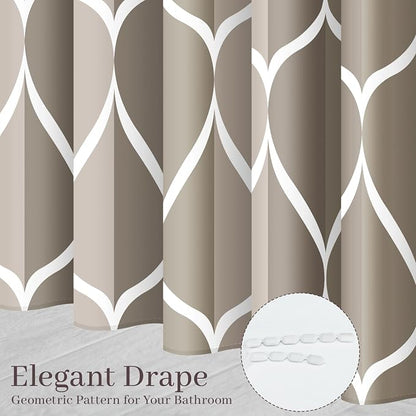 Gelbchu Geometric Shower Curtain for Bathroom, Light Gray Brown, 72x72 | with Hooks, Premium Polyester, Quick Dry, Water Repellent, Machine Washable, Rustproof Grommets, Modern Minimalist