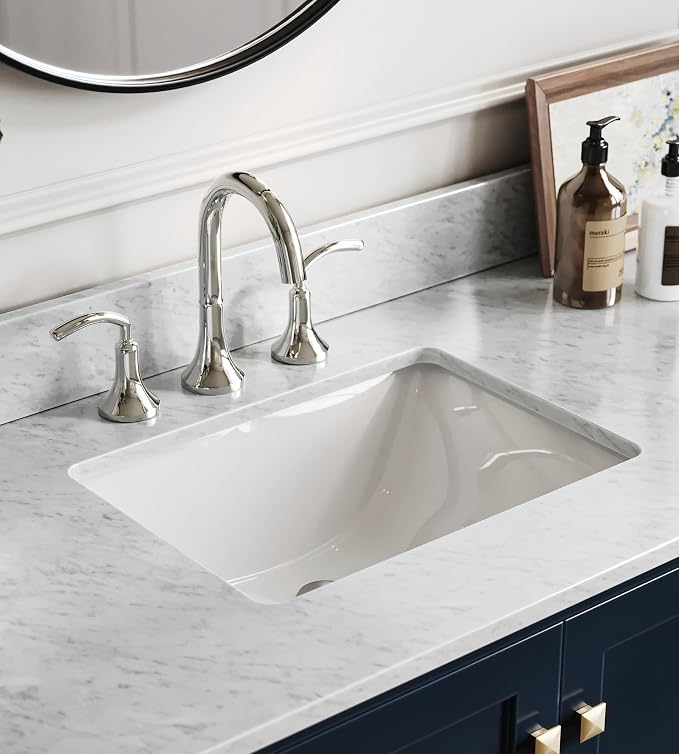 ARIEL Cambridge 60-inch Bathroom Vanity with Sink,Solid Wood, 0.75-inch Italian Carrara Marble Countertop, Single Rectangular Porcelain Sink, 2 Soft Closing Doors, 9 Dovetail Drawers, Midnight Blue