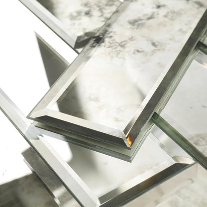Peel and Stick Beveled Sliver Antique Mirror Tile Subway Mirror Glass Backsplash 3x12 Inch for Kitchen Bathroom Wall