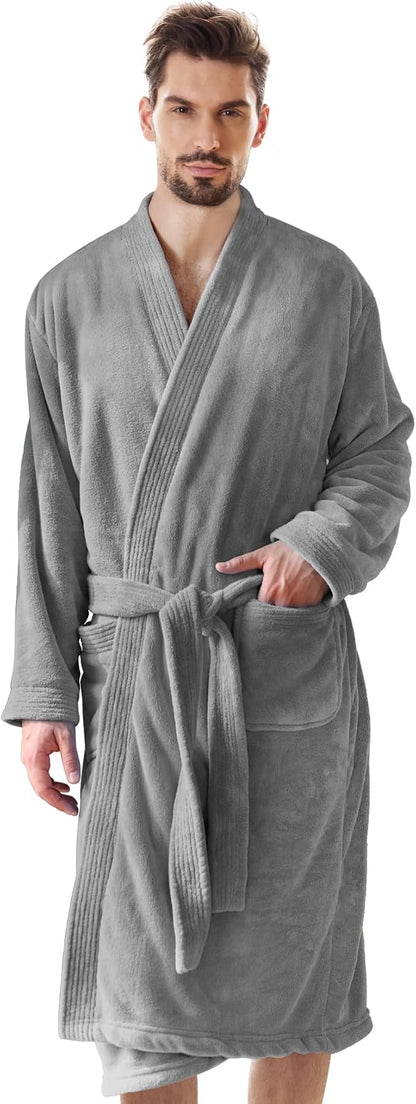 PJGGZ Towel Robe for Men - Ultra-Absorbent Soft Quick Dry Towel Bathrobe Kimono for Shower, Spa & Hotel