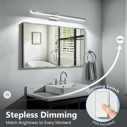 IZORRO Modern Bathroom Vanity Light 48 inch, Rotatable, 36W Dimmable Led Bathroom Light Fixture Over Mirror, Chrome Vanity Light Bar (Cool White 6000K)