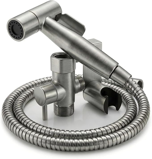 Bidet Sprayer for Toilet, Handheld Toilet Bidet Sprayer, Stainless Steel, Adjustable Water Pressure, Muslim Shower, Feminine Wash, Easy Installation (Satin Nickel)