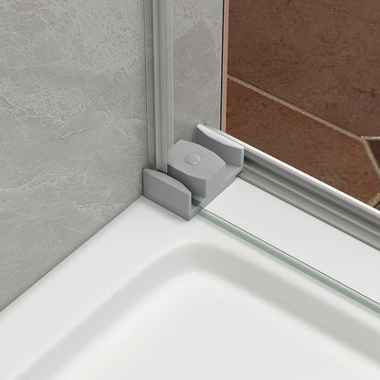 43"-48" W x 76" H Frameless Shower Door,Sliding Shower Door with 5/16"(8MM) SGCC Clear Tempered Glass,Reversible Installation,Nano Explosion-Proof Film,Waterproof Strip,for Bathroom,Brushed Nickel