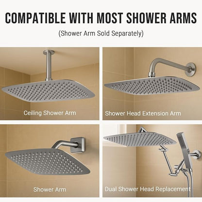 G-Promise All Metal 14 Inch Large Rain Shower Head for Ceiling or Wall | Built to Last, Rust Resistant 304 Stainless Steel, Easy to Install, Full Body Coverage Rainfall Shower Head, Daily SPA