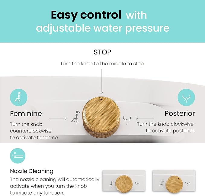 VOVO Nature 7 Non-electric Bidet Toilet Seat, Fits Elongated Toilets, Ambient Water Temperature, Easy Installation - White