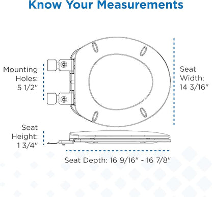 Gerber Round Front Toilet Seat with Cover, Standard Close, Quick & Easy Install, Heavy-Duty Plastic, Durable & Fade-Resistant, White GC55012043