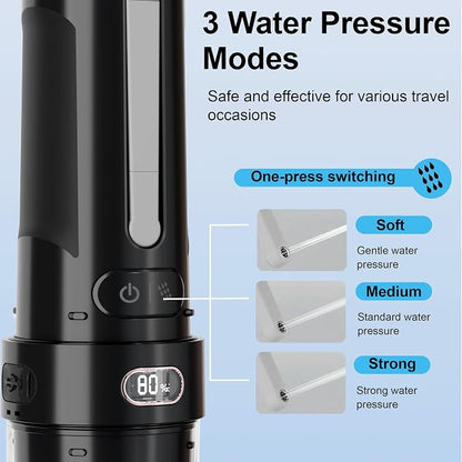 Electric Portable Bidet for Camping & Business Trips, Black | Pocket size whisper-quiet handheld sprayer 3 pressure modes 1600mAh Long-lasting Battery USB-C Rechargable IPX7 Waterproof