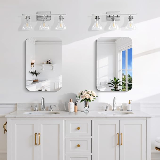 CILIBER Frameless Mirror, 16x24 Inch Rectangle Bathroom Mirror Rounded Corner, 3mm Tempered Glass Frameless Vanity Mirror with Polished Edge for Over Sink, Bedroom, Entryway, Vertical or Horizontal