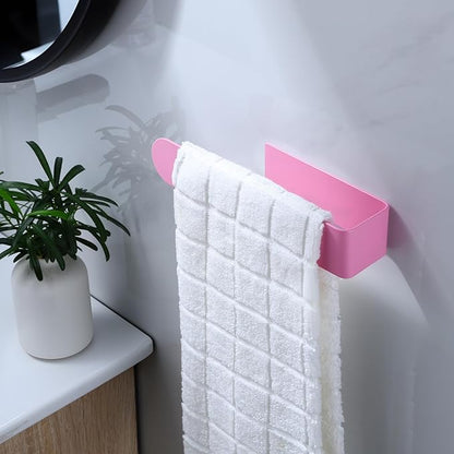 Taozun Hand Towel Holder - Pink Towel Bar for Bathroom, Kitchen, RV, Dorm Room Decor, Adhesive, Stainless Steel, 7.9 Inch, No Drill(Gift for Women/Daughter/Girlfriend)