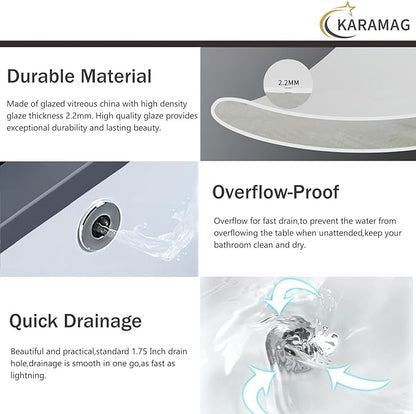 20.5 Inch Undermount Bathroom Sink Oval Undermount Sink White Ceramic Under Counter Bathroom Sinks with Overflow (20.5"x15.4")