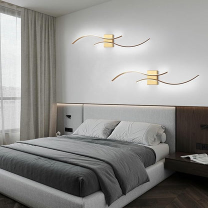CANEOE Modern Wall Sconce, 39Inch Gold LED Wall Light Fixtures,6000K Bathroom Vanity Light Fixtures Over Mirror Indoor Bedroom Wall Lamps for Living Room Hallway Sconces Lighting