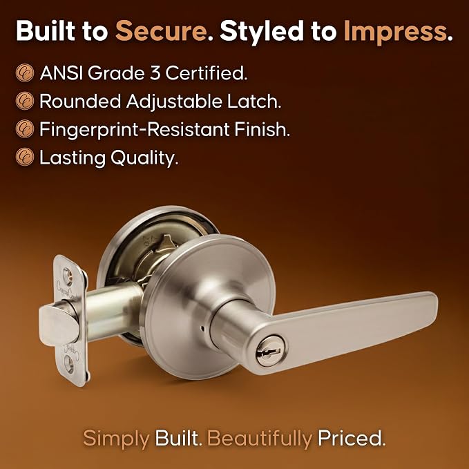 Copper Creek DL1240SS Daley Keyed Entry Door Lever, Satin Stainless