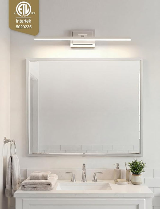 VOLISUN Modern Bathroom Vanity Light 31.5 inch, Rotatable, 18W Dimmable 5CCT Led Bathroom Light Fixture Over Mirror, Brushed Nickel Bar Vanity Light for Bathroom Mirror Cabinets-ETL Certificated