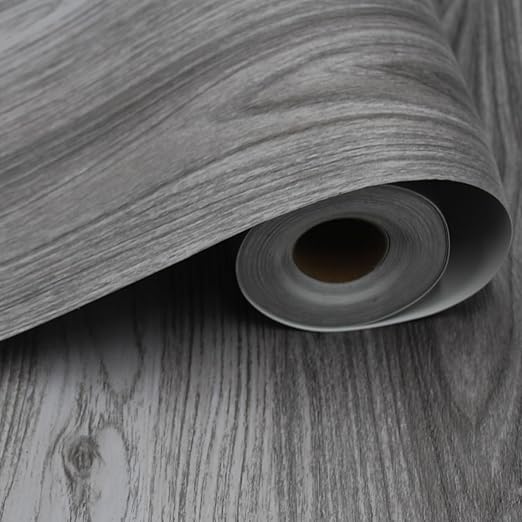 Wood Grain Peel and Stick Floor Tiles 11.8"x590" Misty Black | Wood-look non-slip vinyl for renters & DIY, easy cut, fewer seams, low upkeep, budget multi-surface floor guard