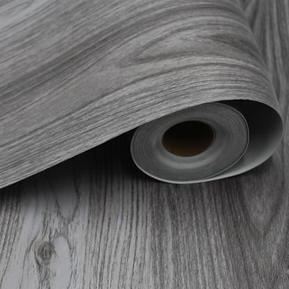 Wood Grain Peel and Stick Floor Tiles 11.8"x590" Misty Black | Wood-look non-slip vinyl for renters & DIY, easy cut, fewer seams, low upkeep, budget multi-surface floor guard