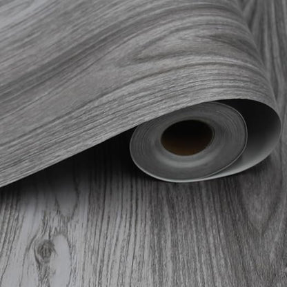 Grey Wood Look Vinyl Floor Roll, 11.8"x 118" Peel & Stick | Realistic Wood Grain Finish, Non-Slip Texture, Low‑Repeat Grain Design, Continuous Roll Pattern Flow, Waterproof