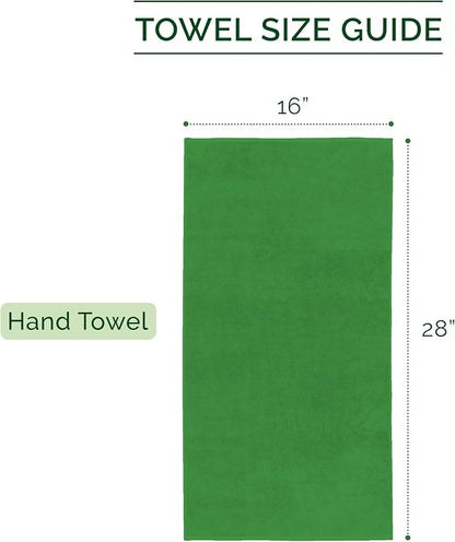 Elegant Comfort Luxury 100% Turkish Cotton Corduroy Ribbed 4 Pack Hand Towel Set 16 x 28 Inch - Absorbent, Super Soft, Quick Dry, Premium Towels for Bathroom, Gym, Spa and Hotel Use, Emerald Green