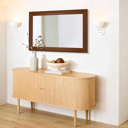Rustic Wood Wall Mirror for Bathroom,Rectangle 24 x 36 inch Vanity Mirrors | Hanging Mirror with Wooden Frame for Living Room,Bedroom,Entryway(Walnut Brown)